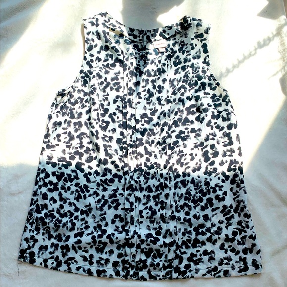 Merona Black and White speckled print Sleeveless Blouse crew neck L 3/$15 - Picture 3 of 8